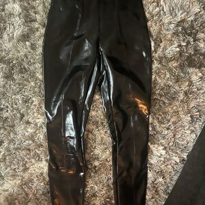 SPANX Black High-Shine Faux Leather Leggings